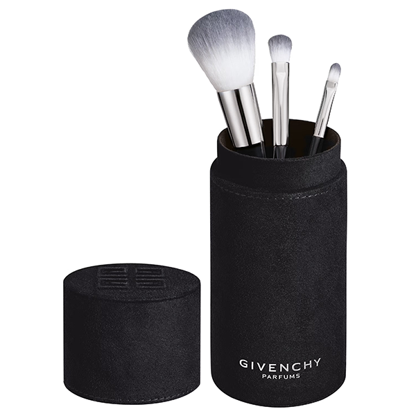 Givenchy 3 piece Makeup Brush Set with Black Velvet Case Tube (กล่องมีตำหนิ ไม่มีผลต่อการใช้งาน)